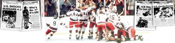 The USA gold medal winning hockey team celebrating