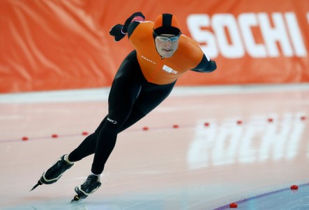 Sven Kramer of the Netherlands skates during the men's 5,000m speed skating race at the Adler Arena during the 2014 Sochi Winter Olympics