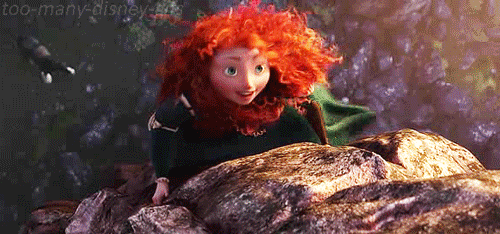 Merida from Brave climbs a rock wall