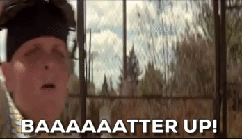 A child yells baaater up